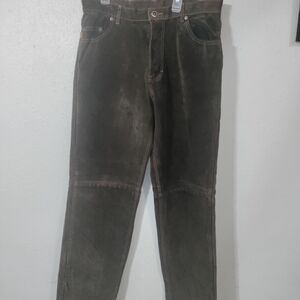 Vintage Skotts Suede Brown Washable Suede Pants Straight Leg Mens 38